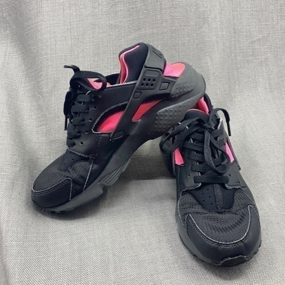 Youth Size 6Y Nike Air Huarache Shoes Sneakers Black Pink 654275-037 Run…